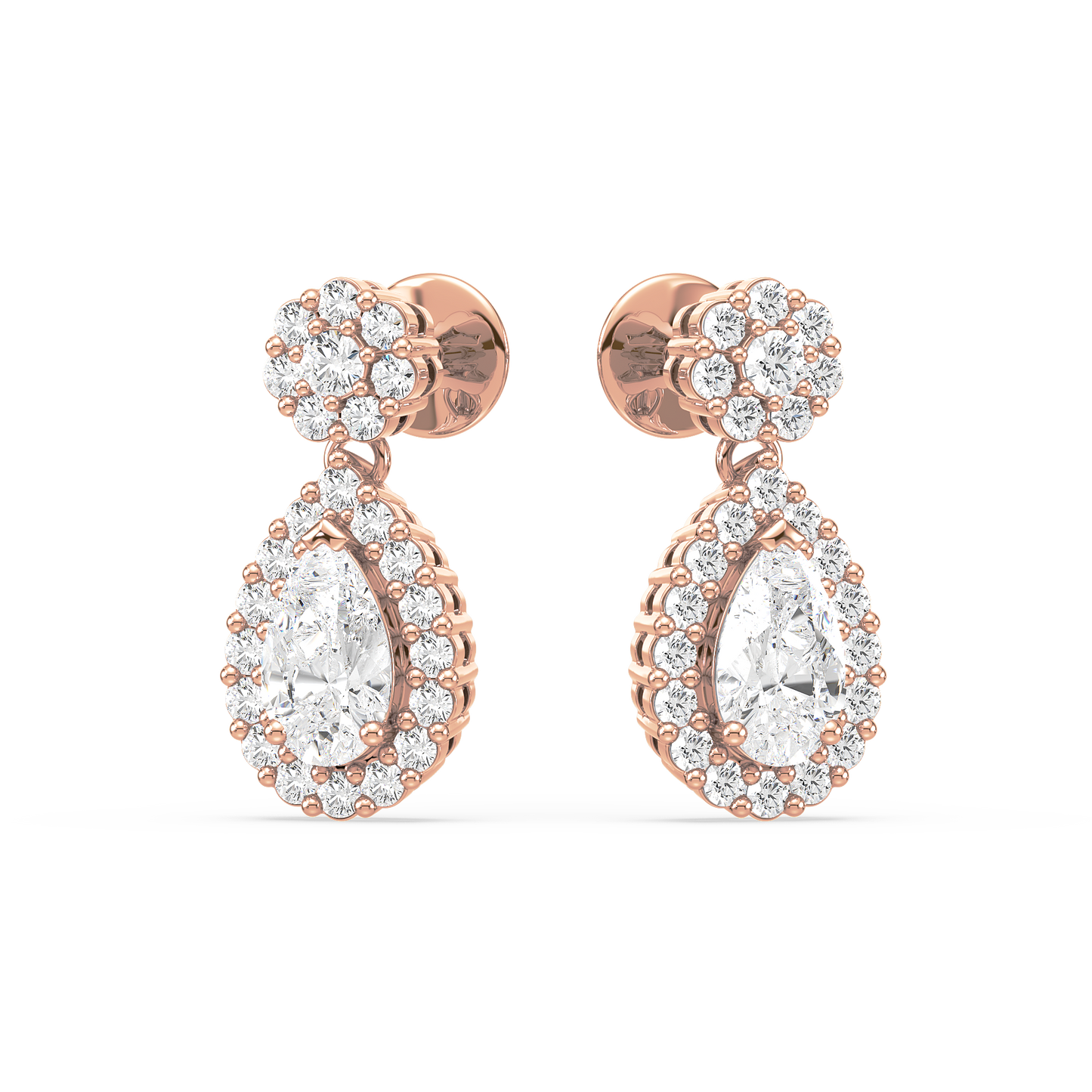 Pear Halo Diamond Drop Earrings