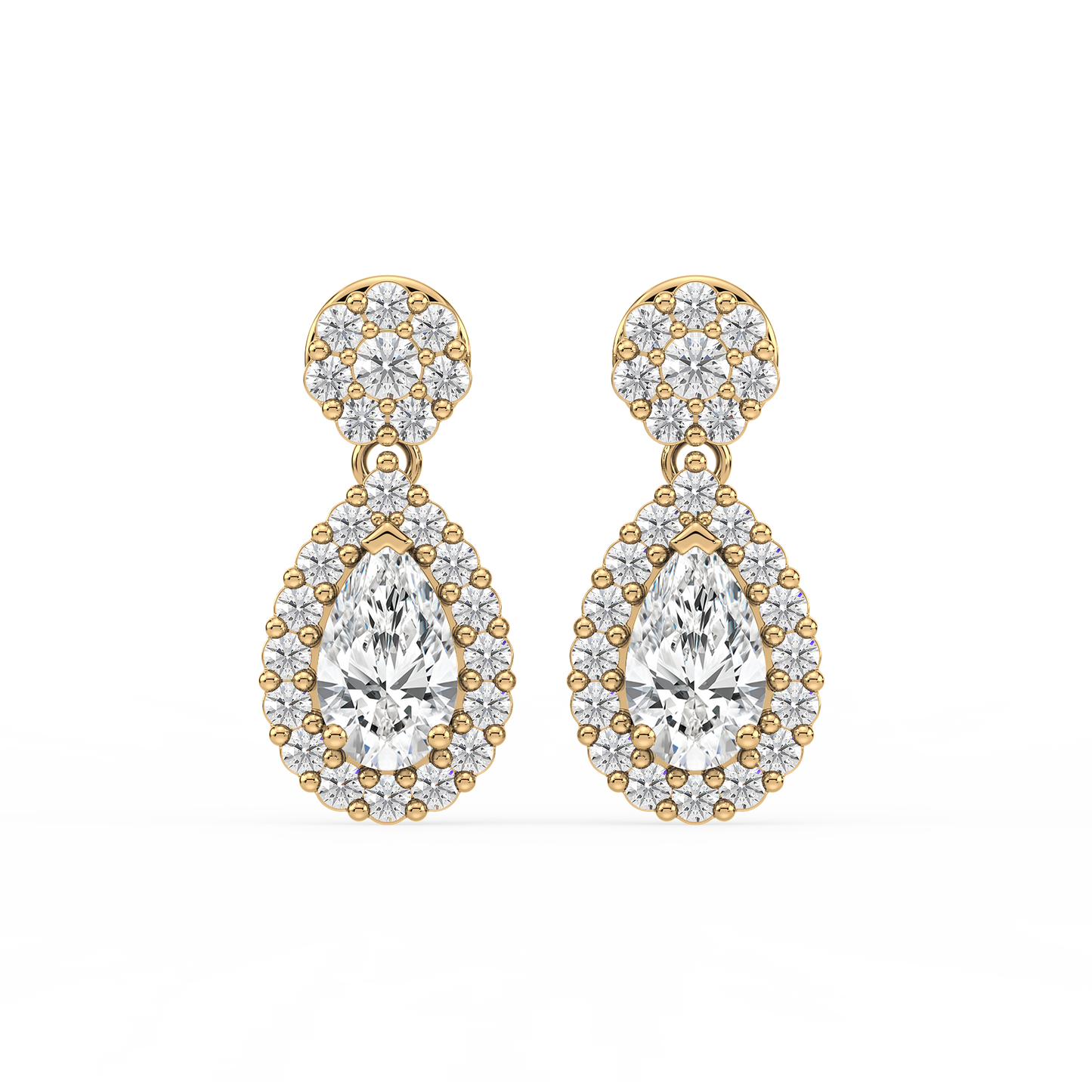 Pear Halo Diamond Drop Earrings
