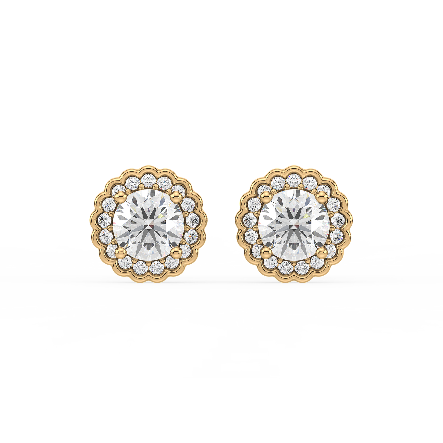 1.25 CT Pavé Band Solitaire Halo Studs