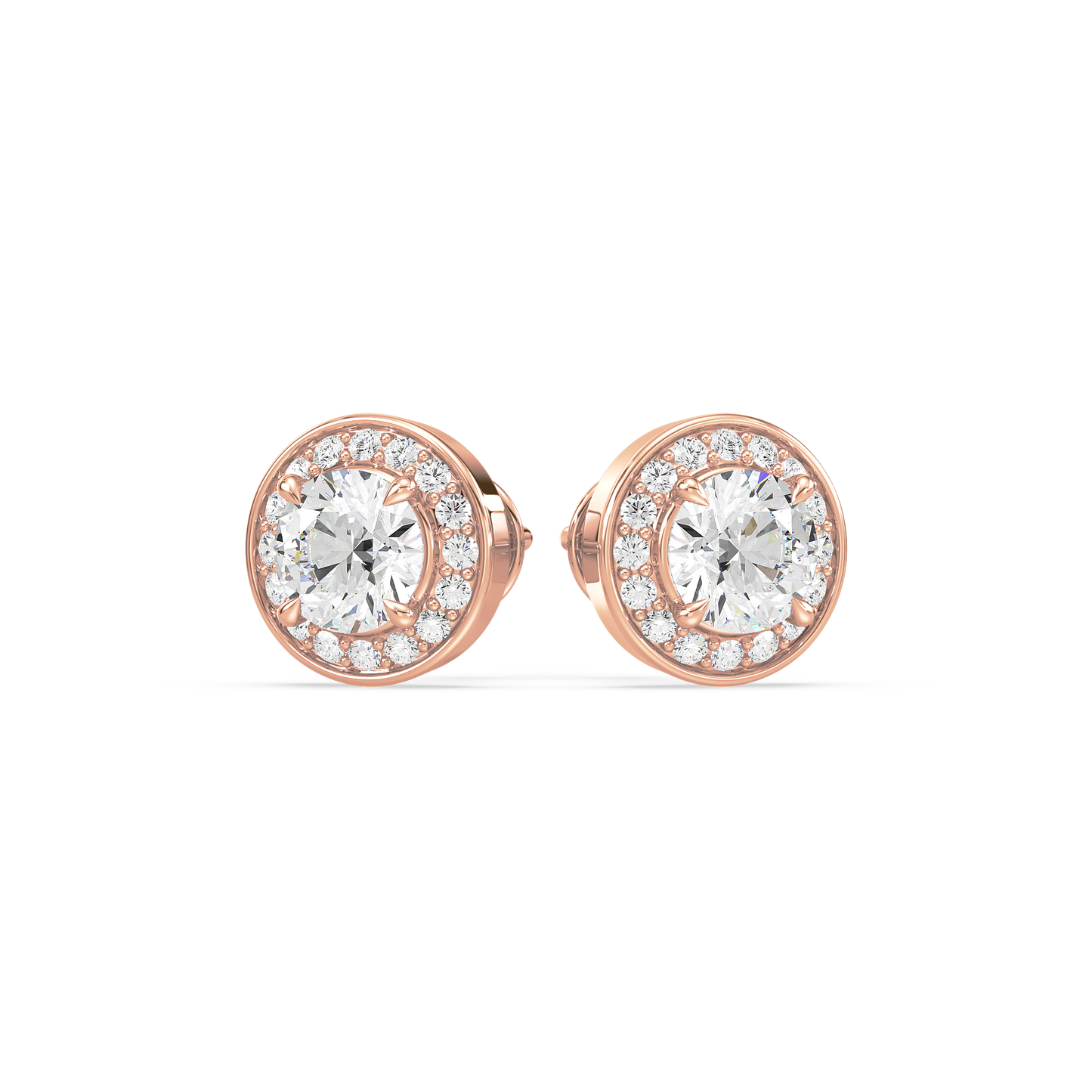 Pavé Band Solitaire Halo Studs