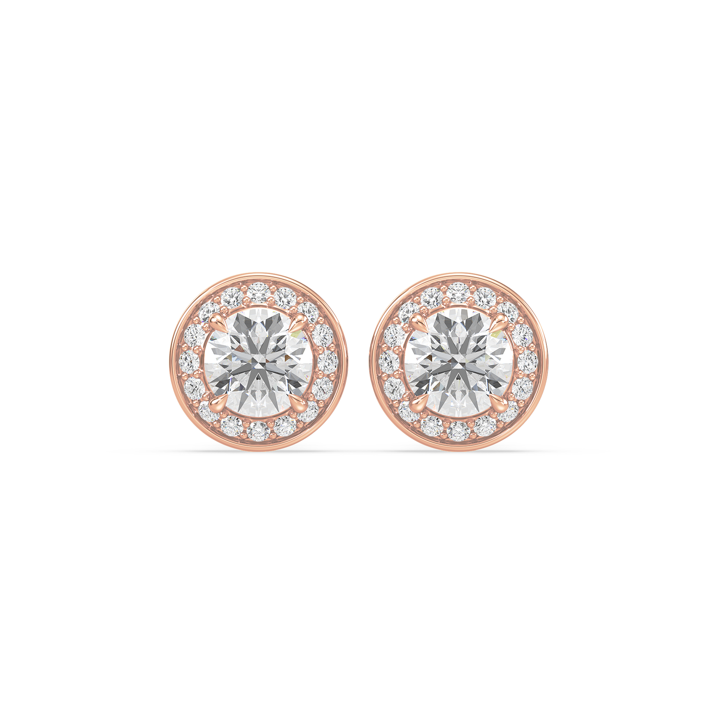 Pavé Band Solitaire Halo Studs