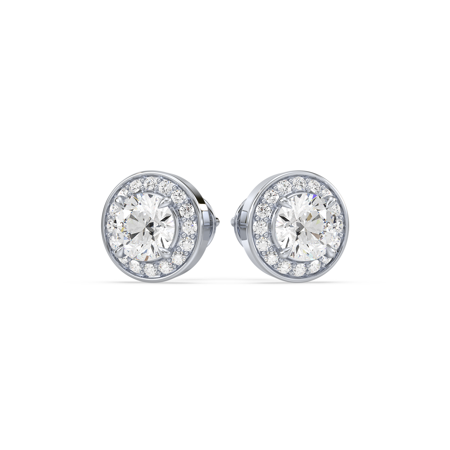 Pavé Band Solitaire Halo Studs