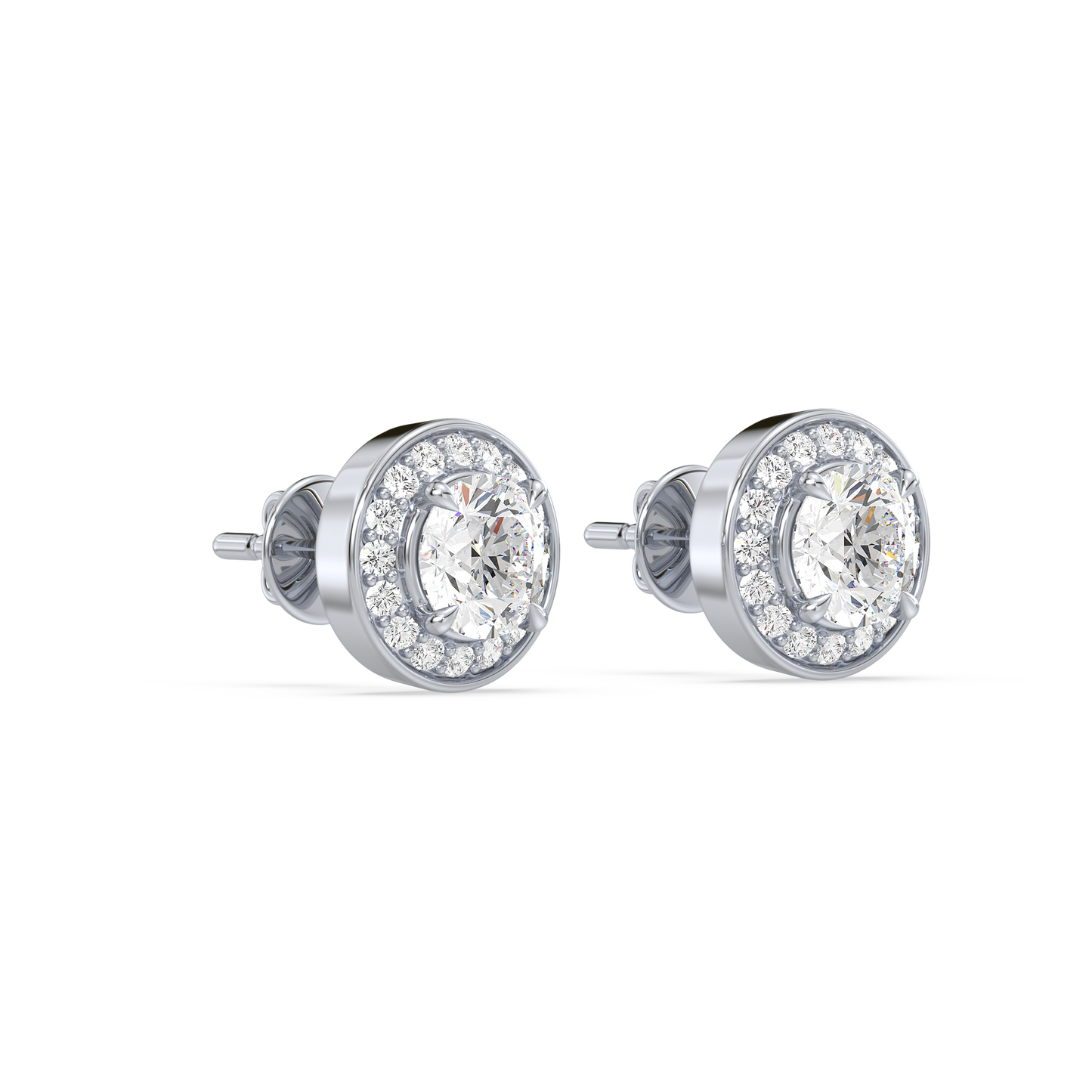 Pavé Band Solitaire Halo Studs