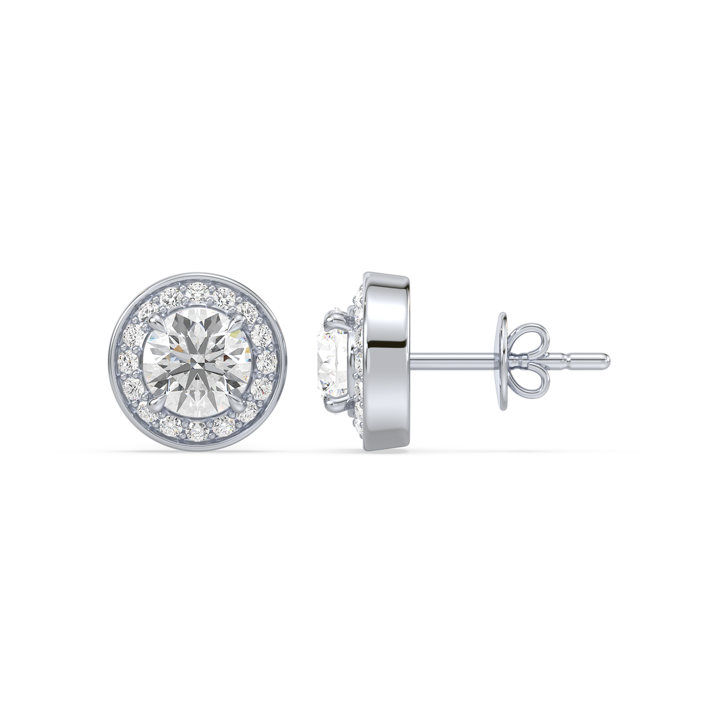 Pavé Band Solitaire Halo Studs