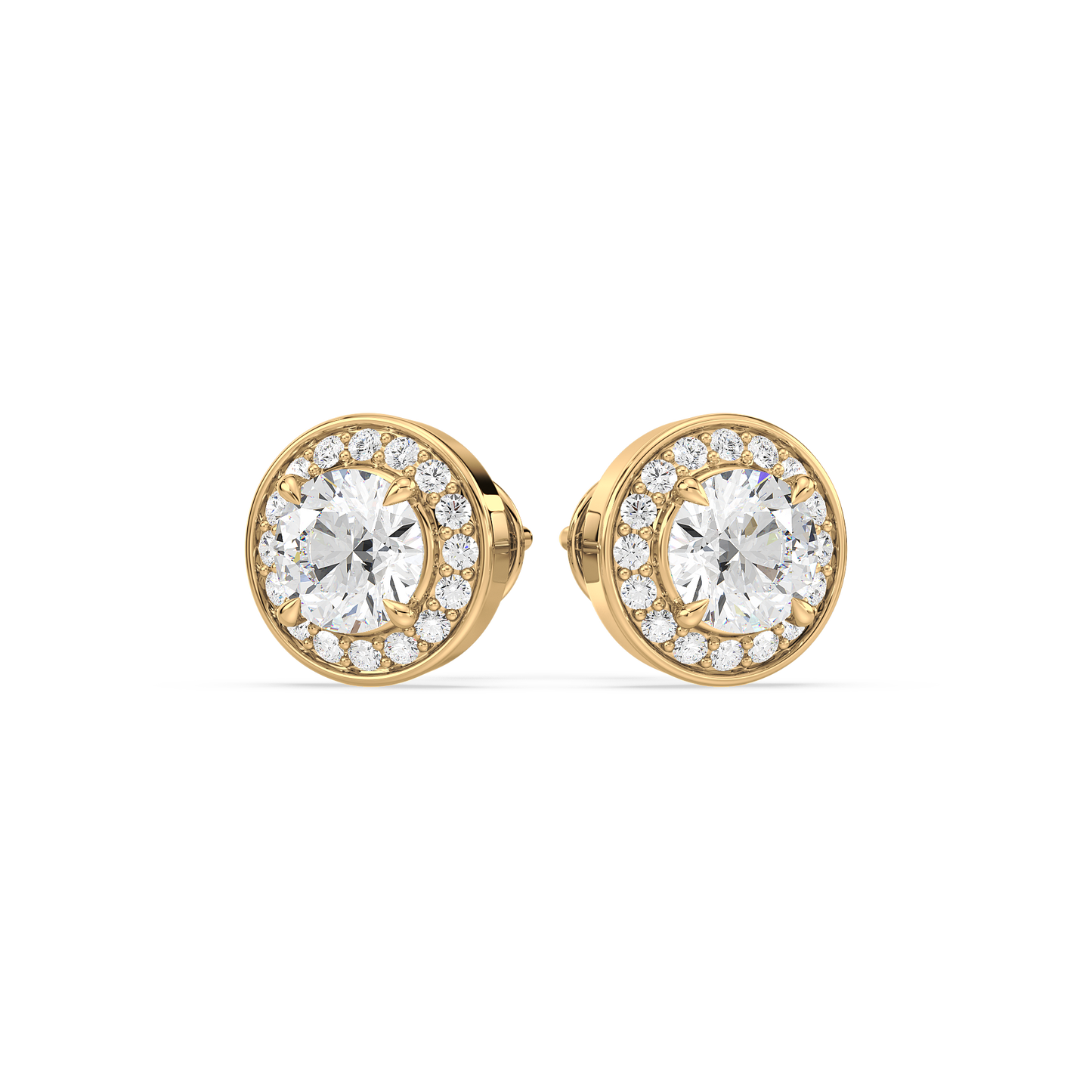 Pavé Band Solitaire Halo Studs