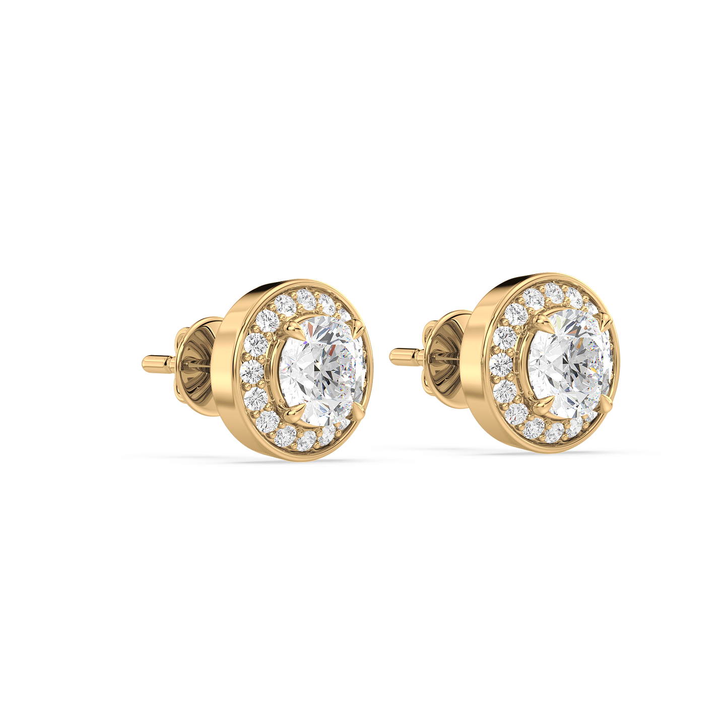 Pavé Band Solitaire Halo Studs
