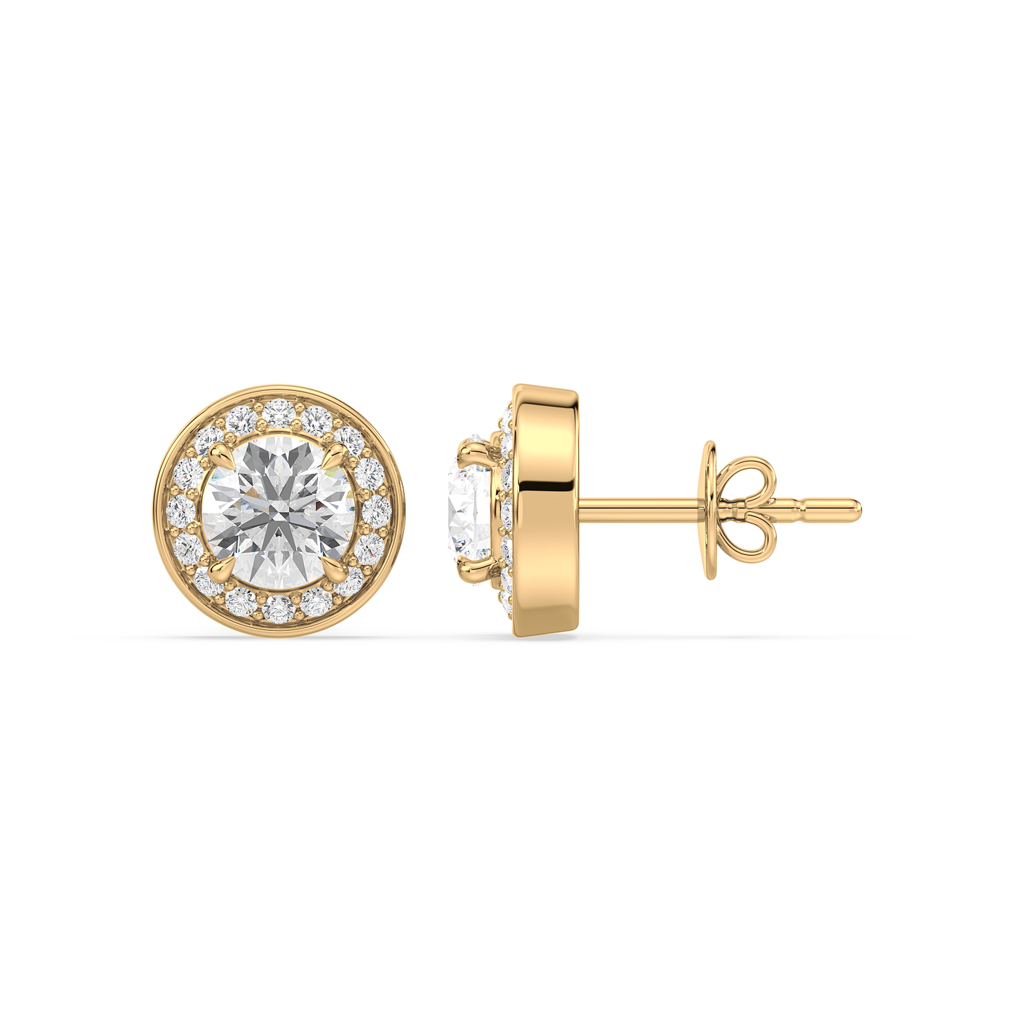 Pavé Band Solitaire Halo Studs