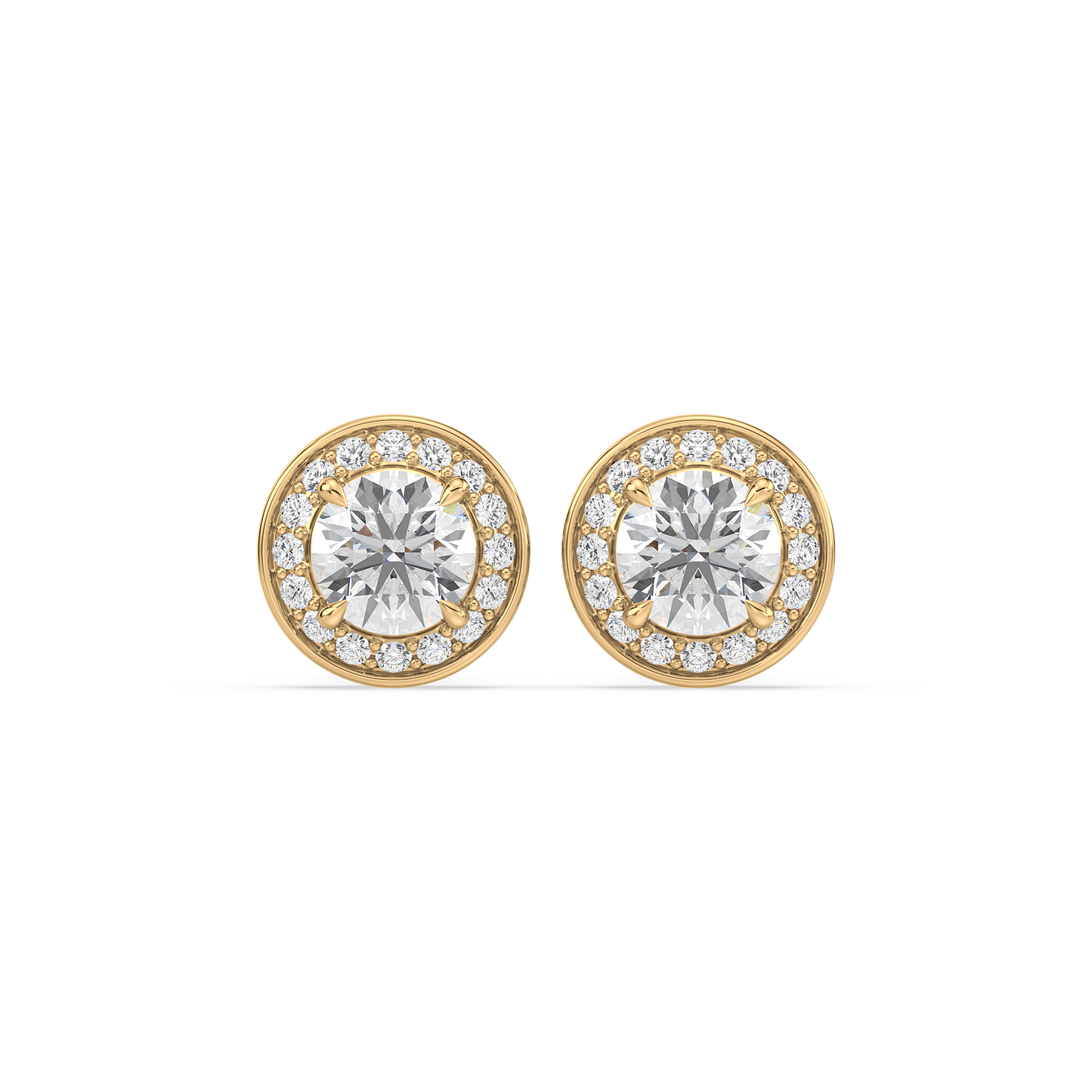 Pavé Band Solitaire Halo Studs
