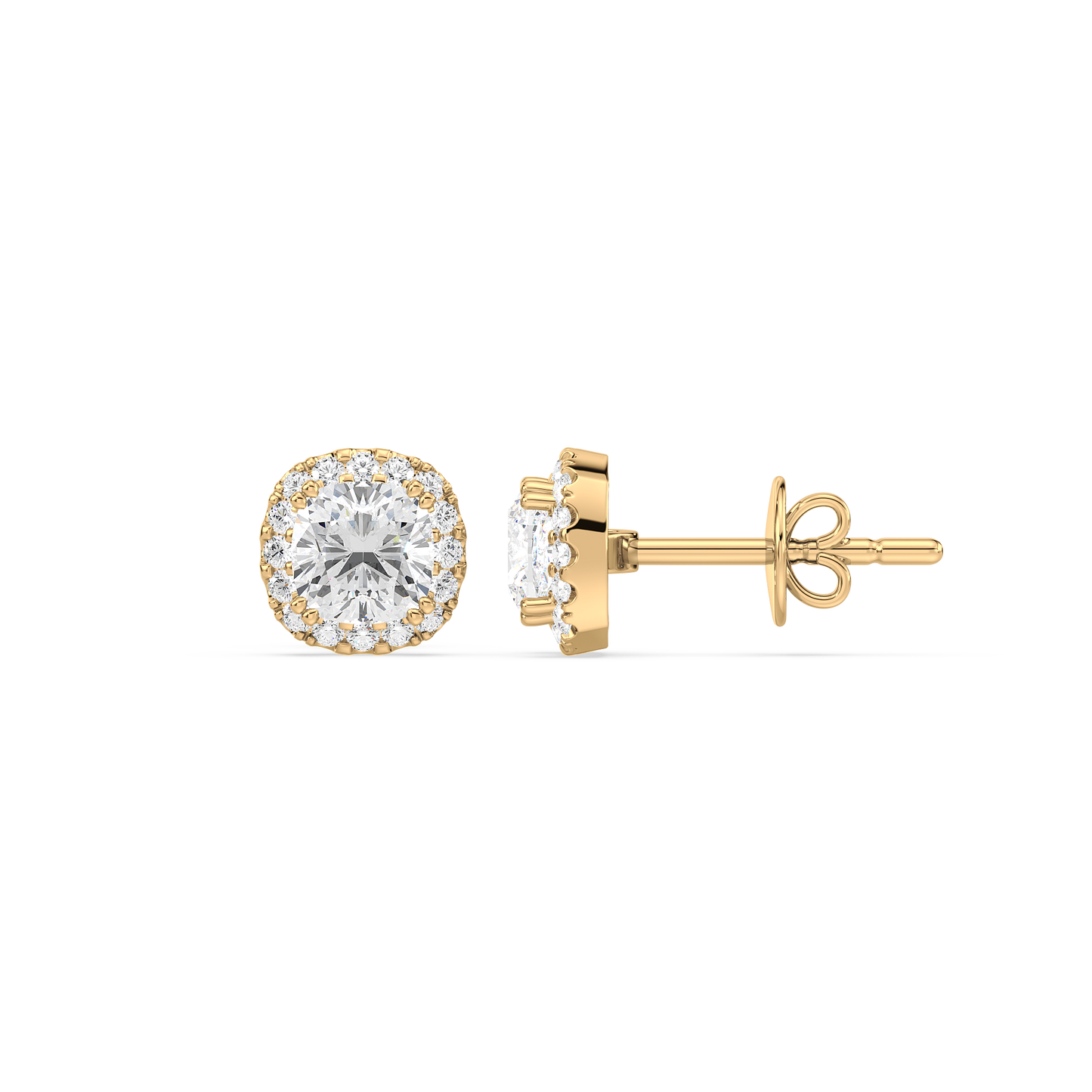 Cushion Halo Studs