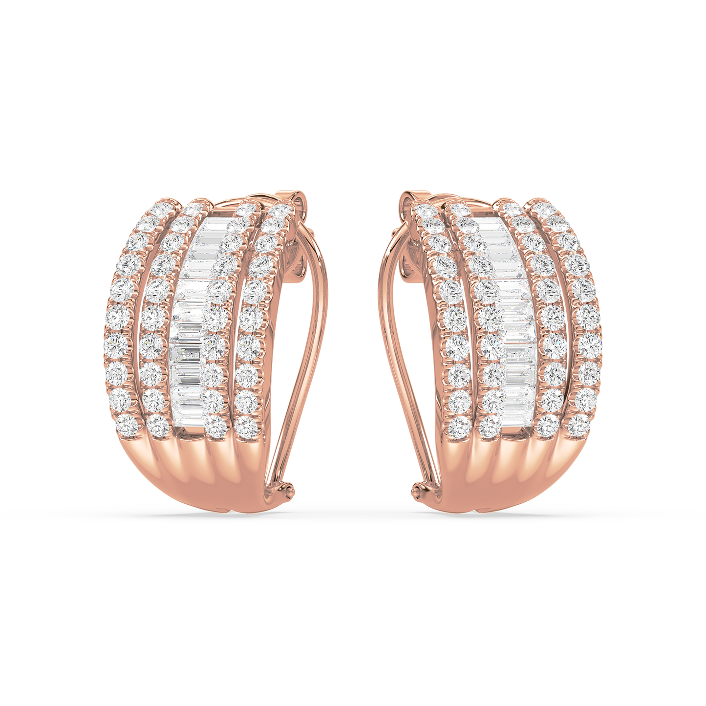 Baguette Rail Hoop Earrings
