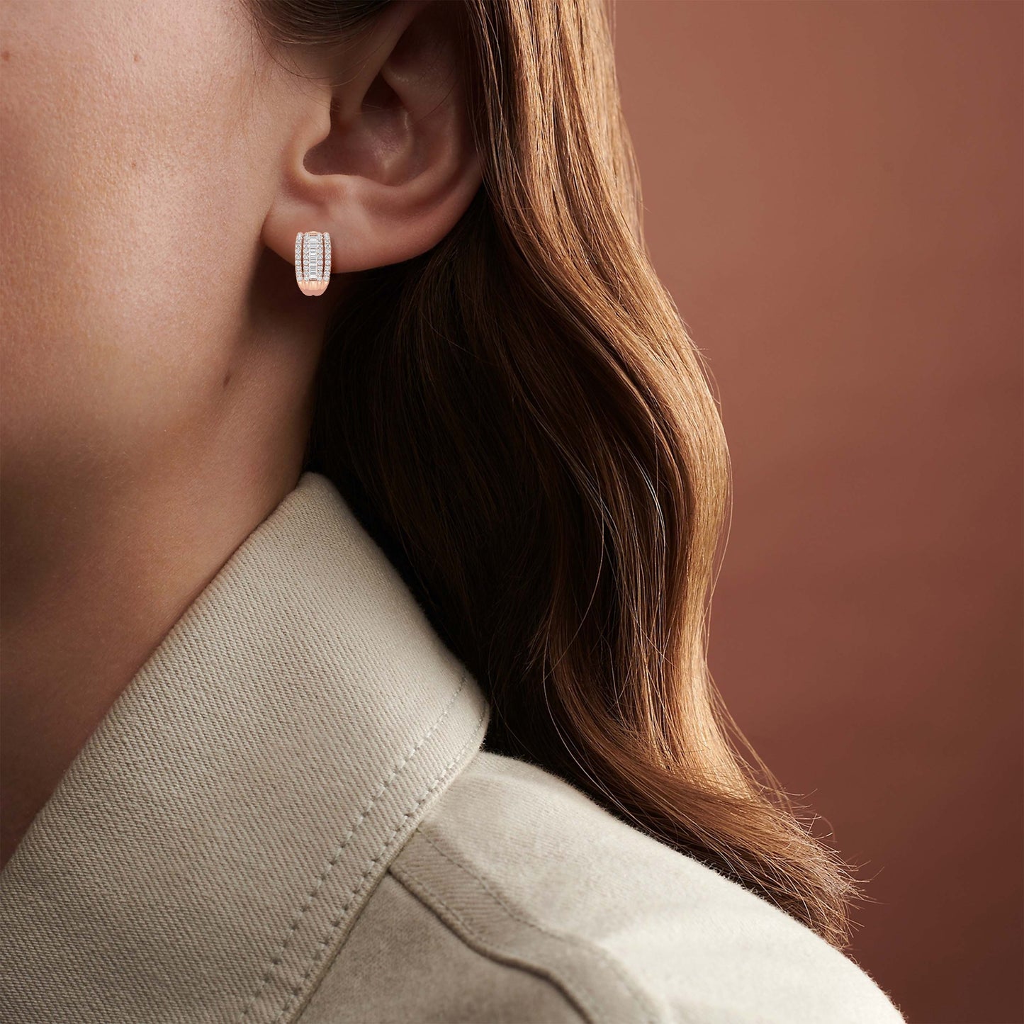 Baguette Rail Hoop Earrings