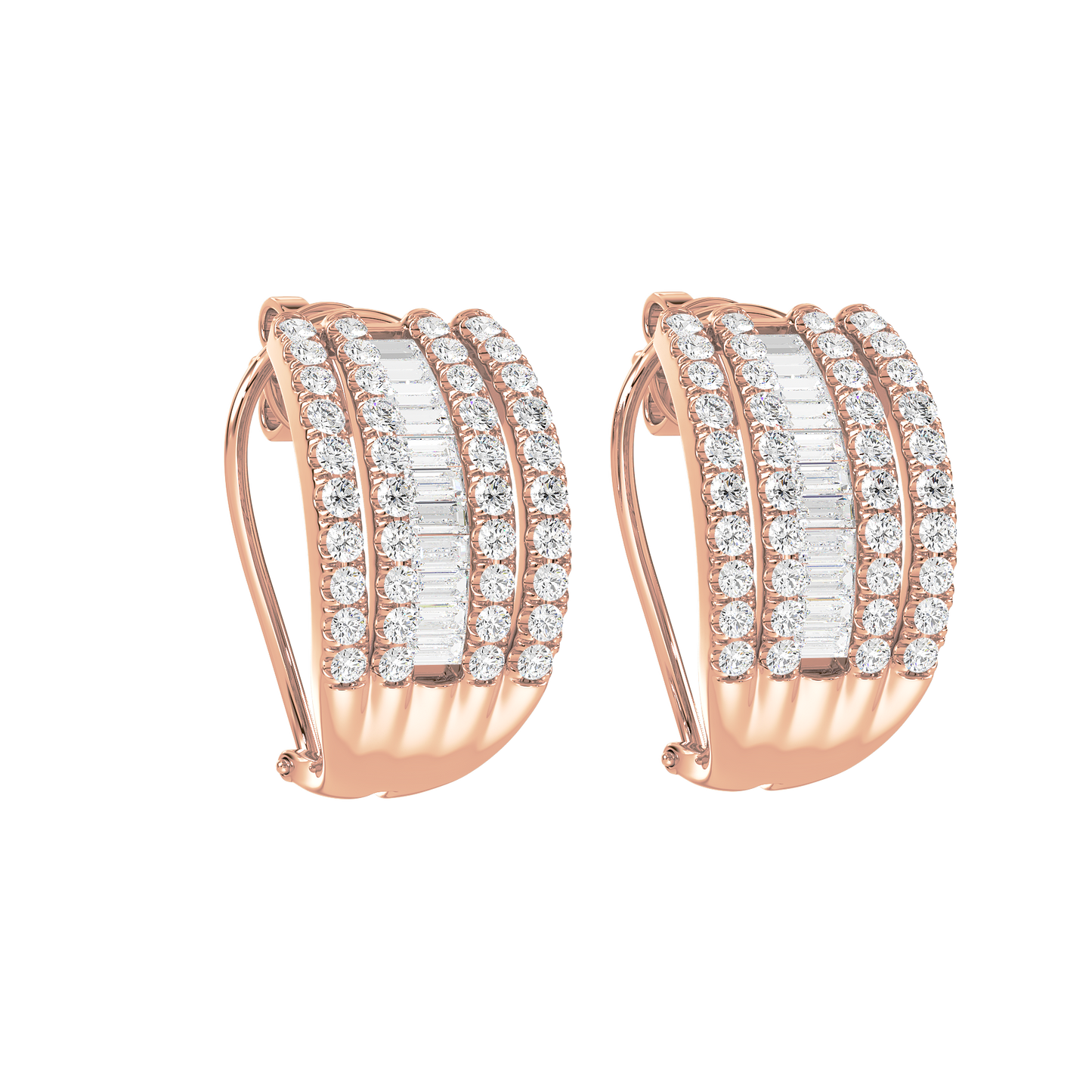 Baguette Rail Hoop Earrings