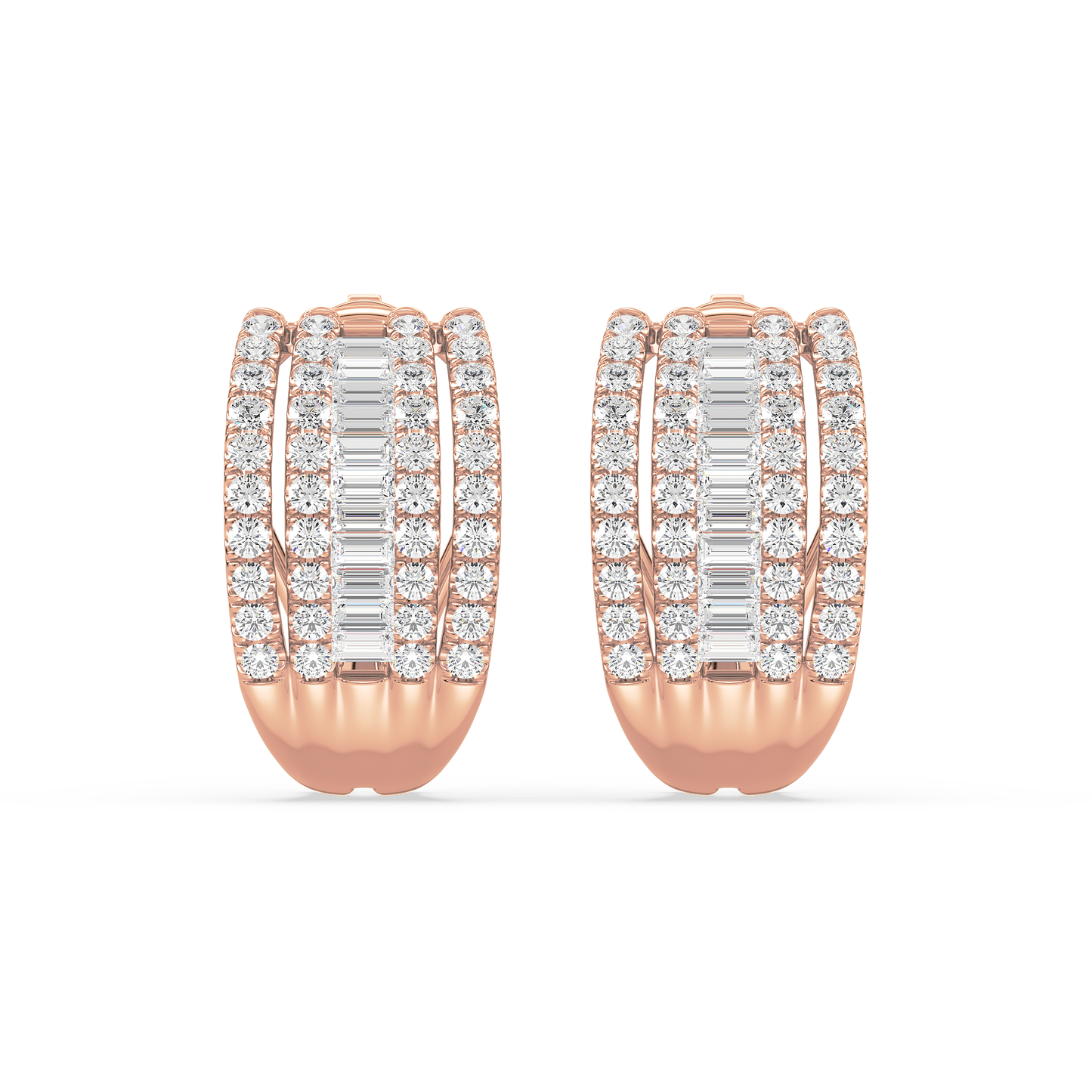 Baguette Rail Hoop Earrings