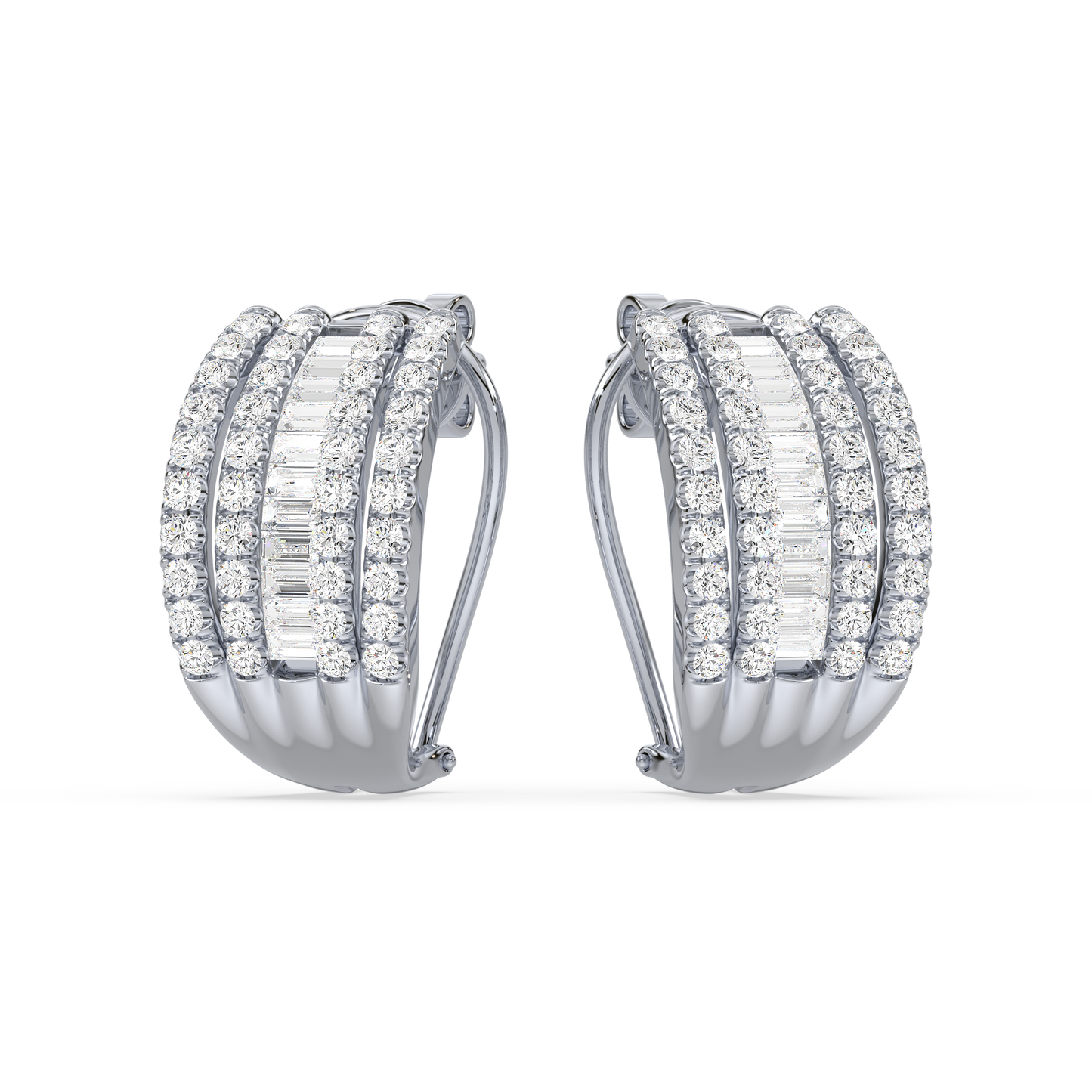 Baguette Rail Hoop Earrings