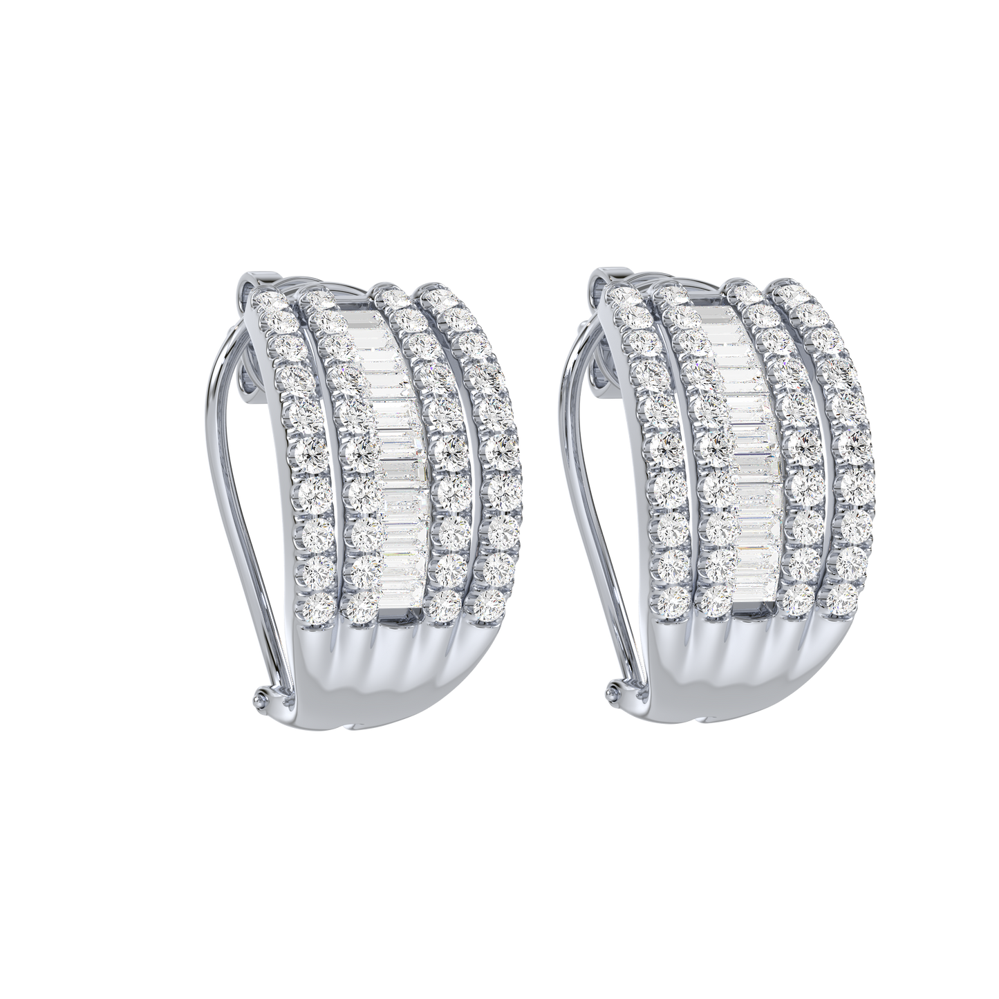 Baguette Rail Hoop Earrings