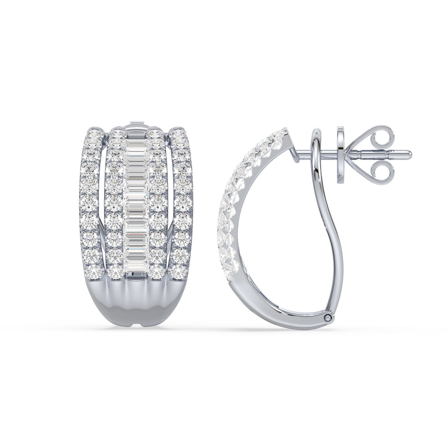Baguette Rail Hoop Earrings