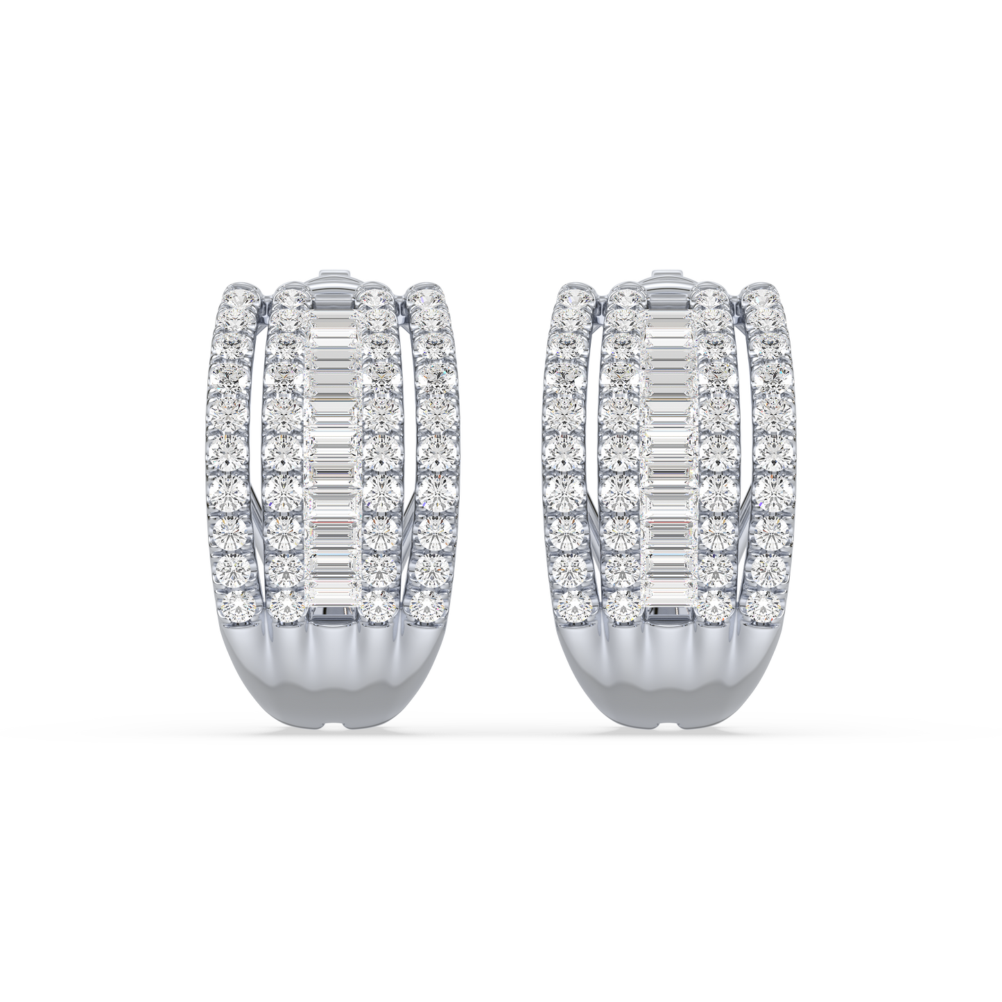 Baguette Rail Hoop Earrings