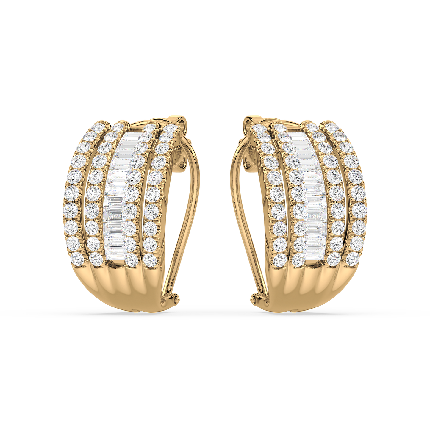 Baguette Rail Hoop Earrings
