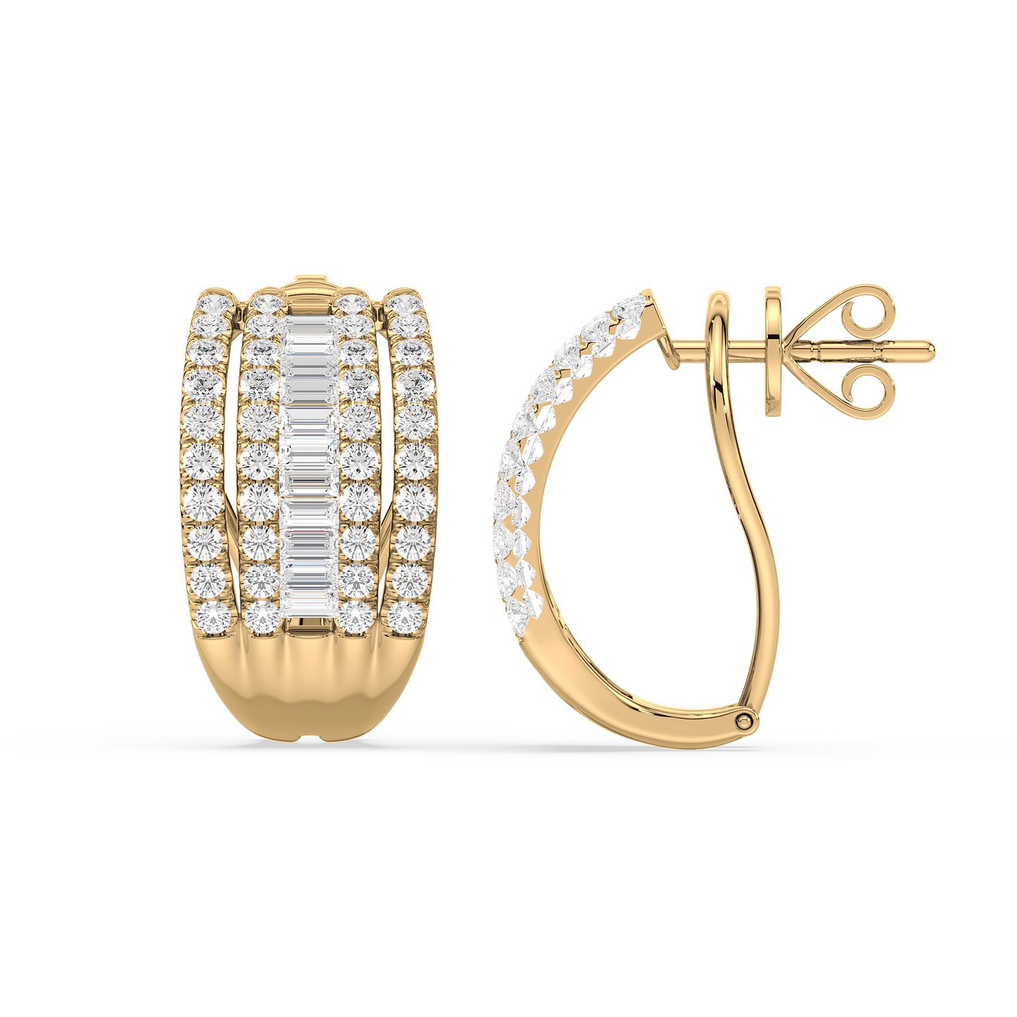 Baguette Rail Hoop Earrings