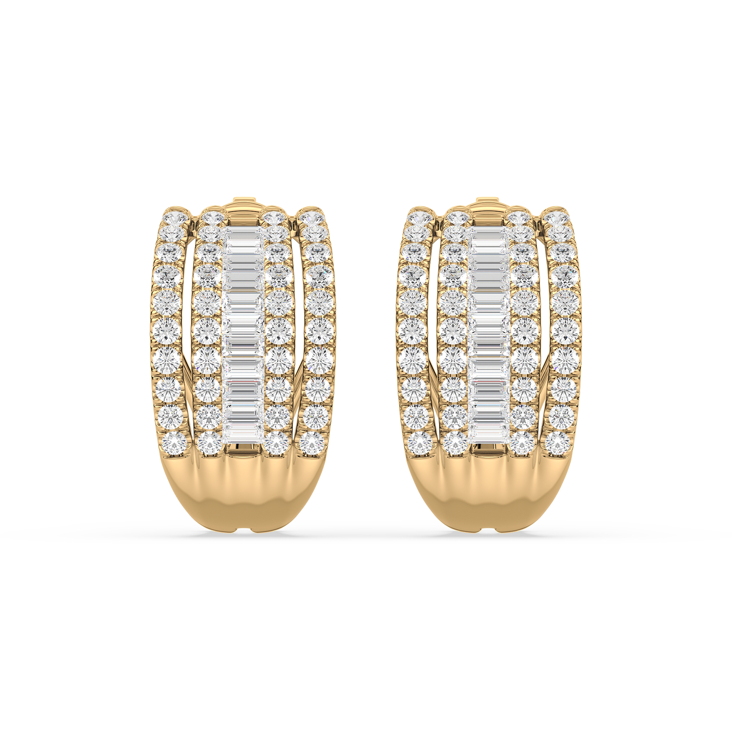 Baguette Rail Hoop Earrings