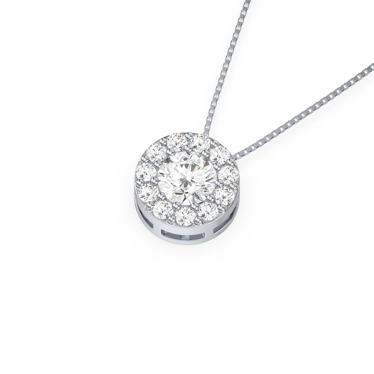 Round Blossom Halo Pendant