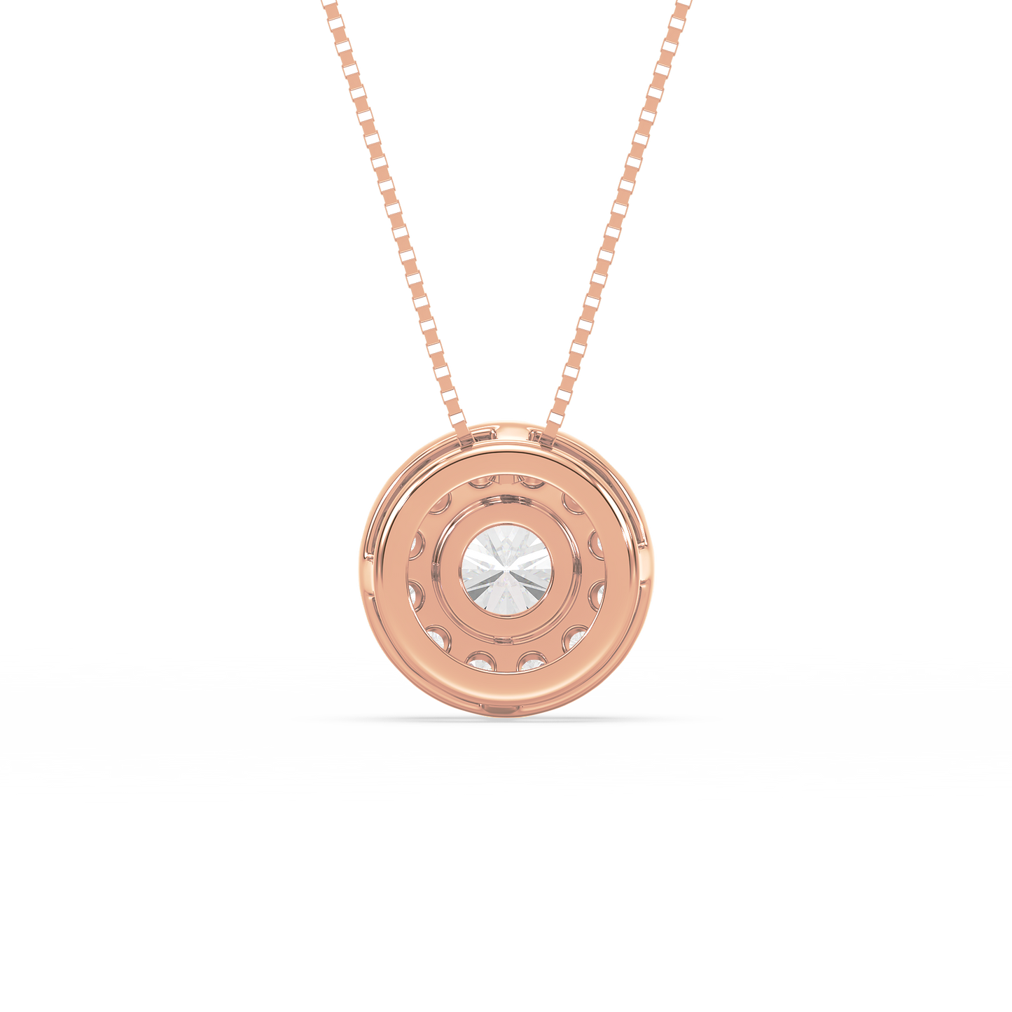 Round Solitaire Halo Pendant