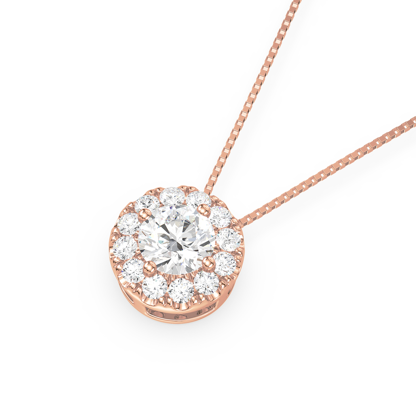 Round Solitaire Halo Pendant