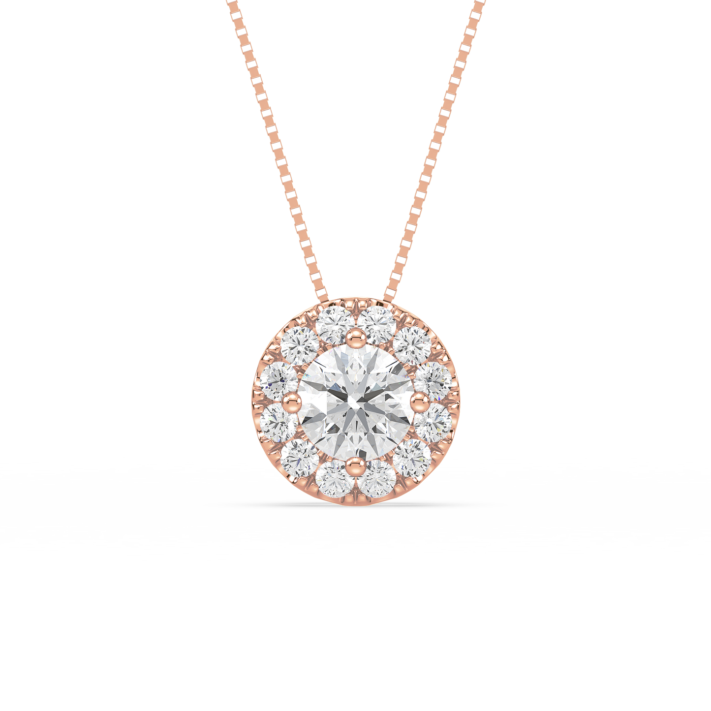 Round Solitaire Halo Pendant