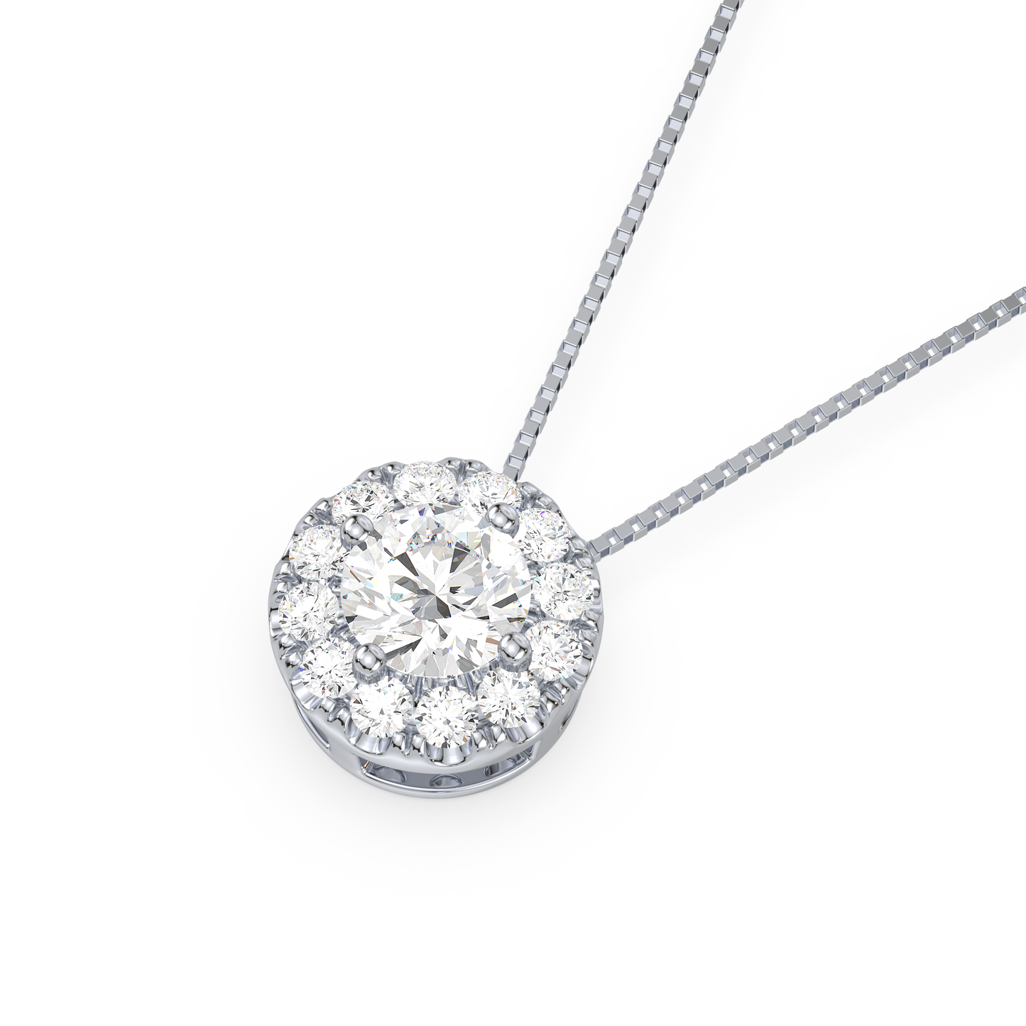 Round Solitaire Halo Pendant