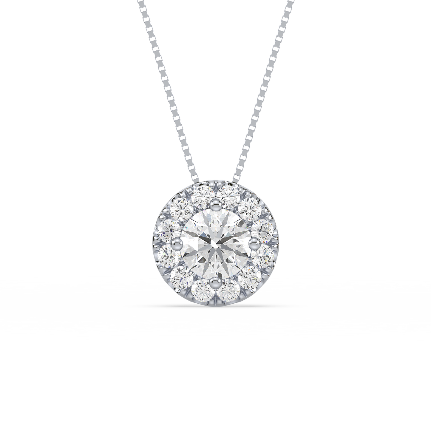 Round Solitaire Halo Pendant