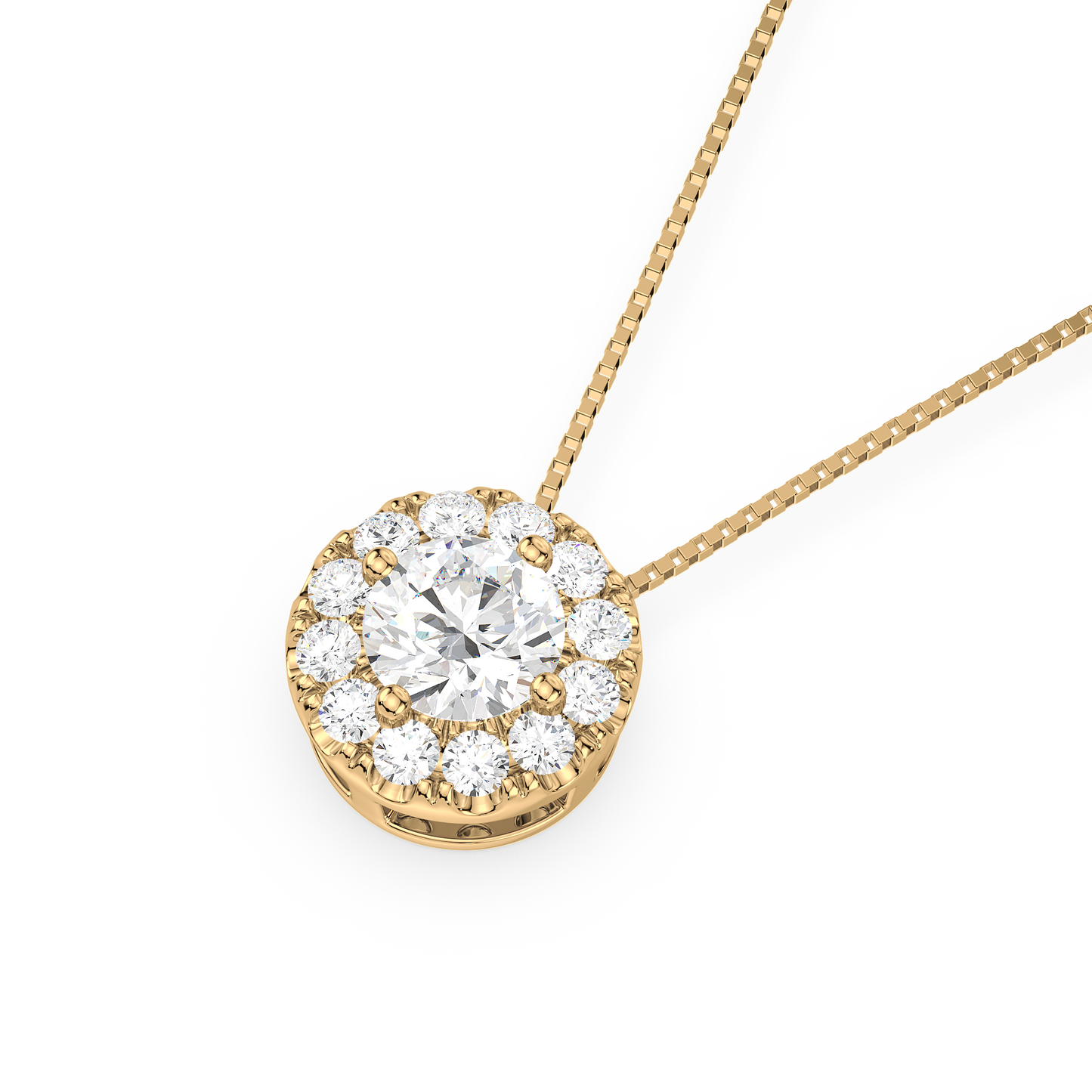 Round Solitaire Halo Pendant