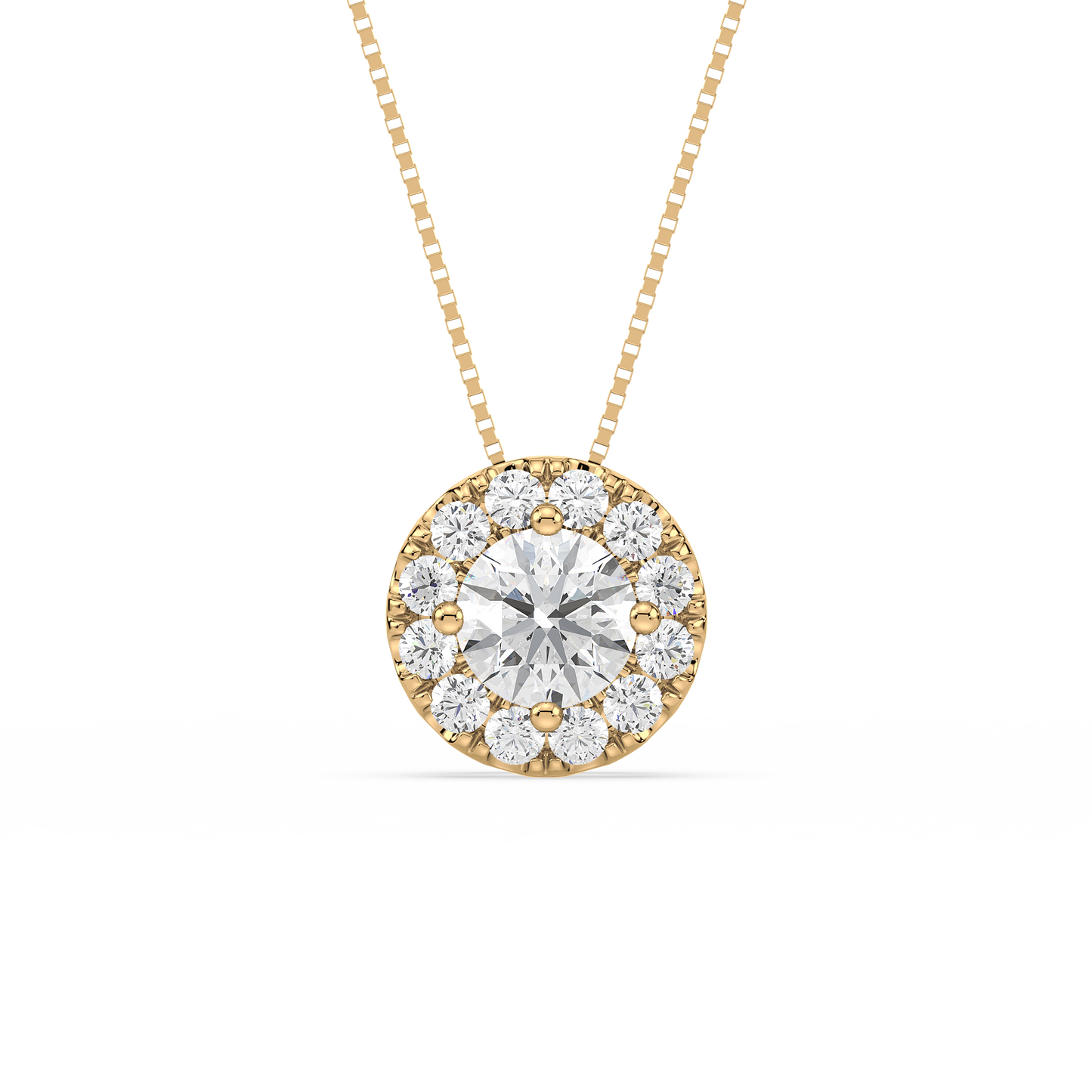 Round Solitaire Halo Pendant