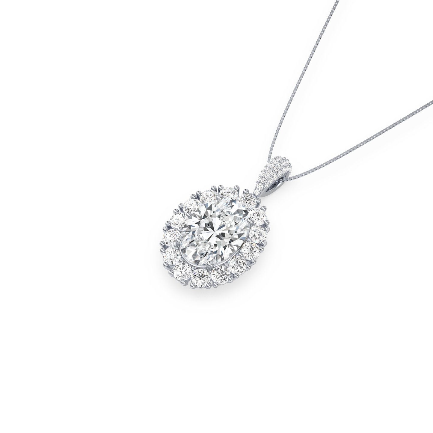 Large Blue Oval Solitaire Pendant