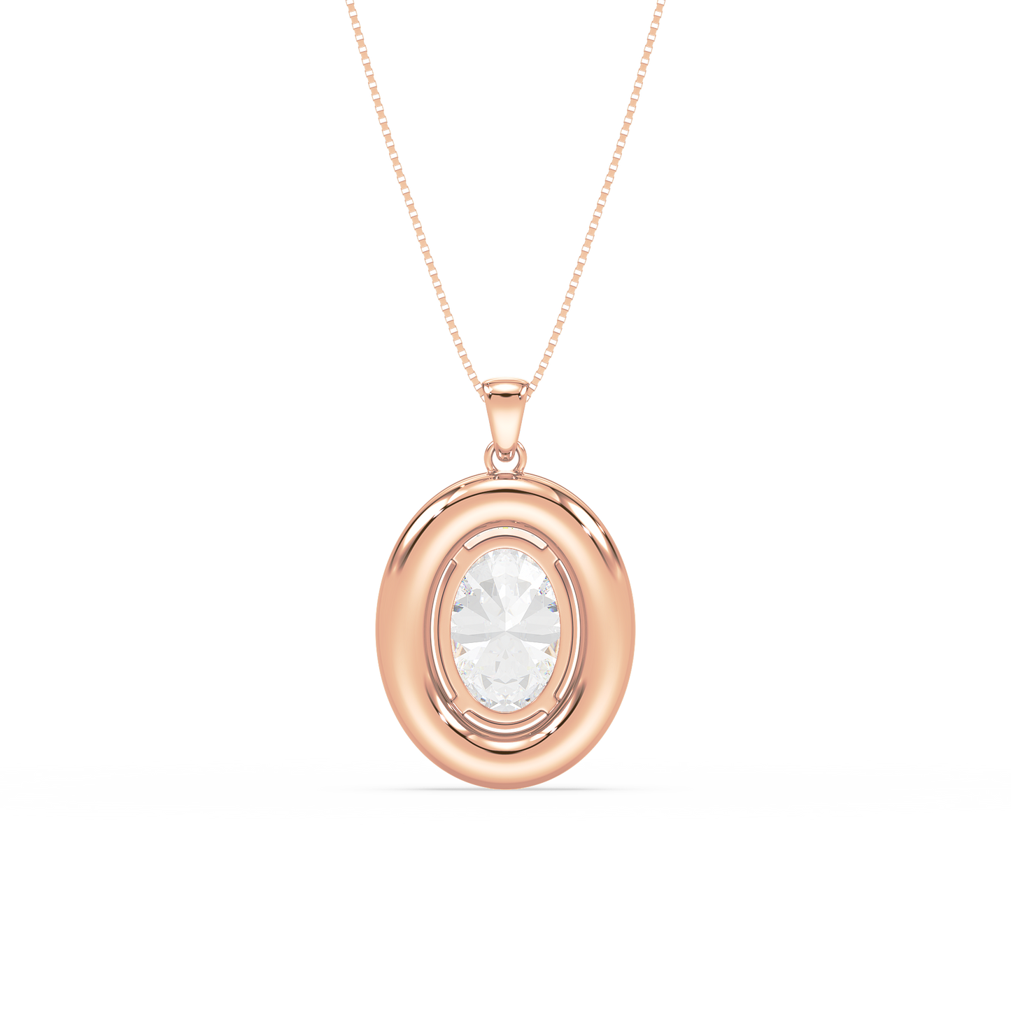 Blue Oval Solitaire Pendant