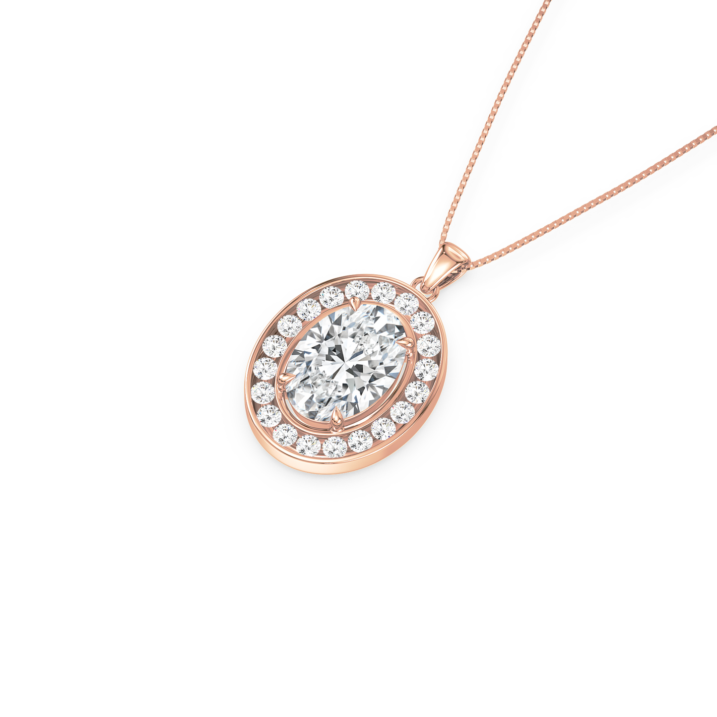 Blue Oval Solitaire Pendant