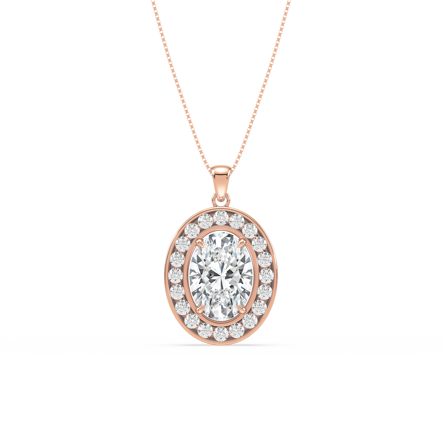 Blue Oval Solitaire Pendant