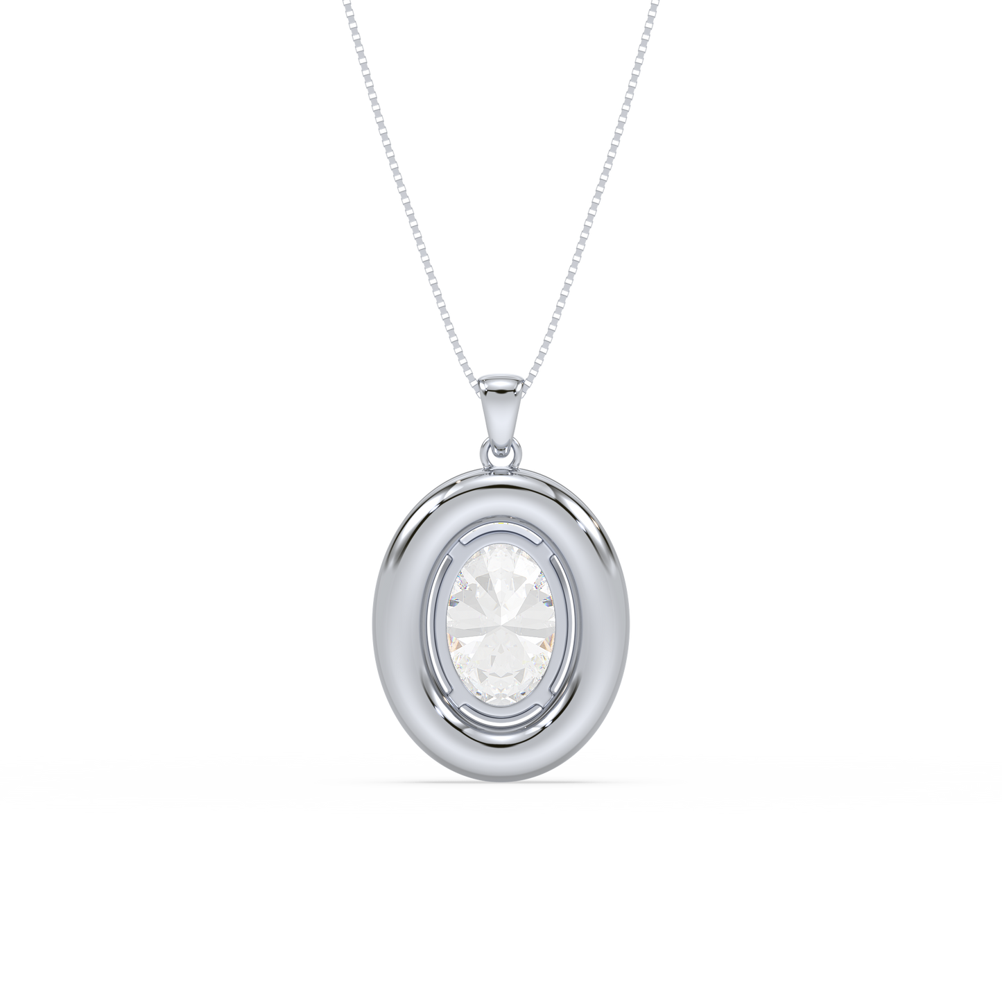 Blue Oval Solitaire Pendant
