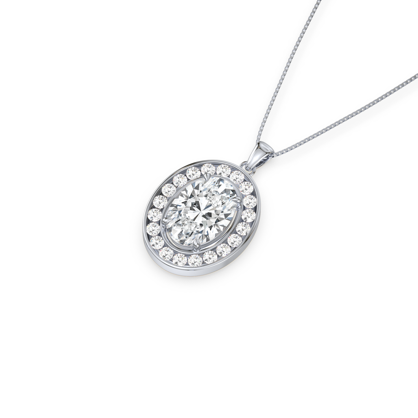 Blue Oval Solitaire Pendant