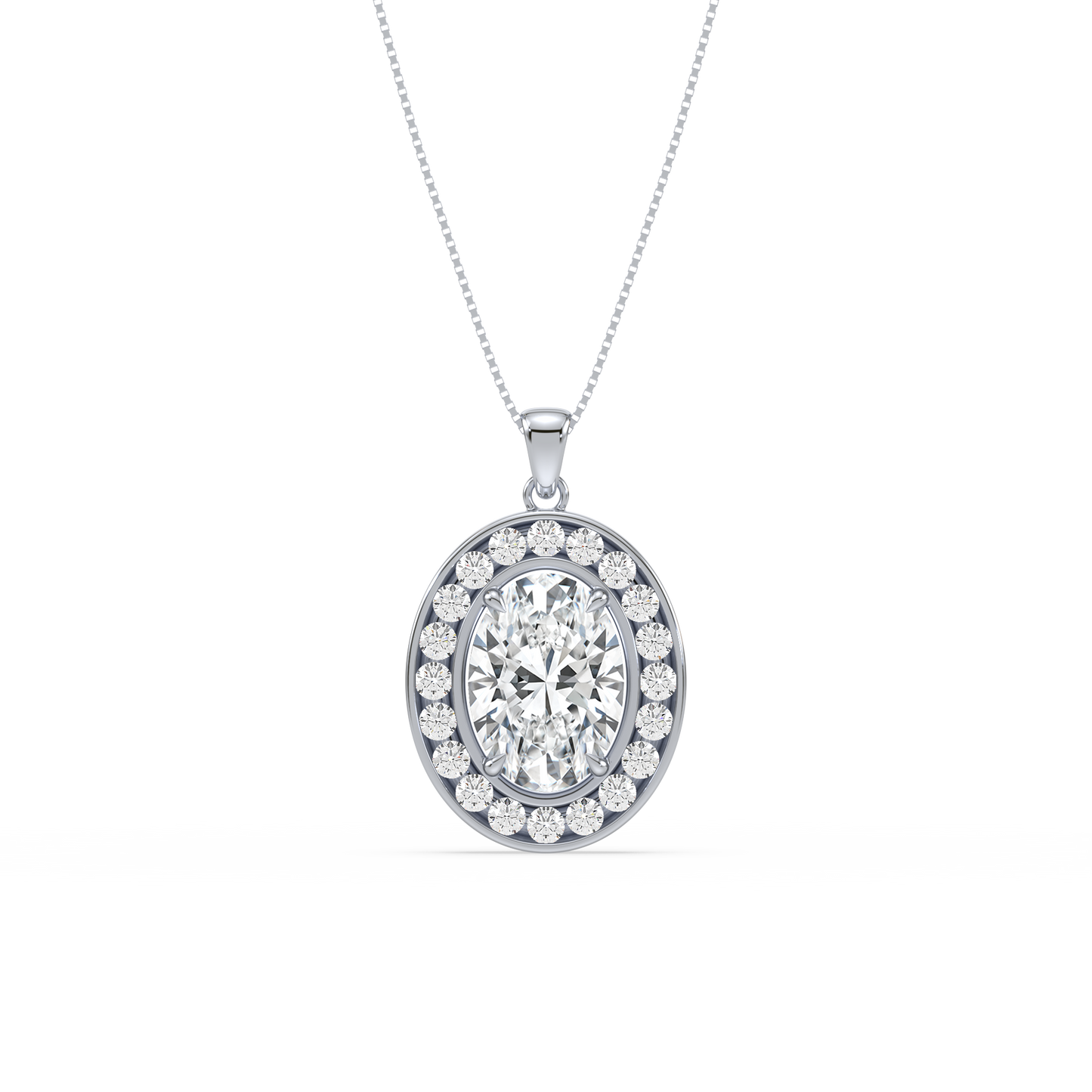 Blue Oval Solitaire Pendant