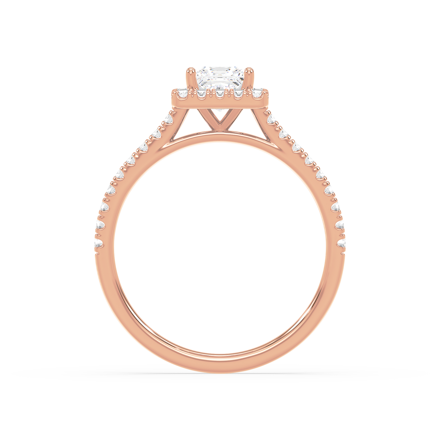 Accented Princess Solitaire Halo Ring