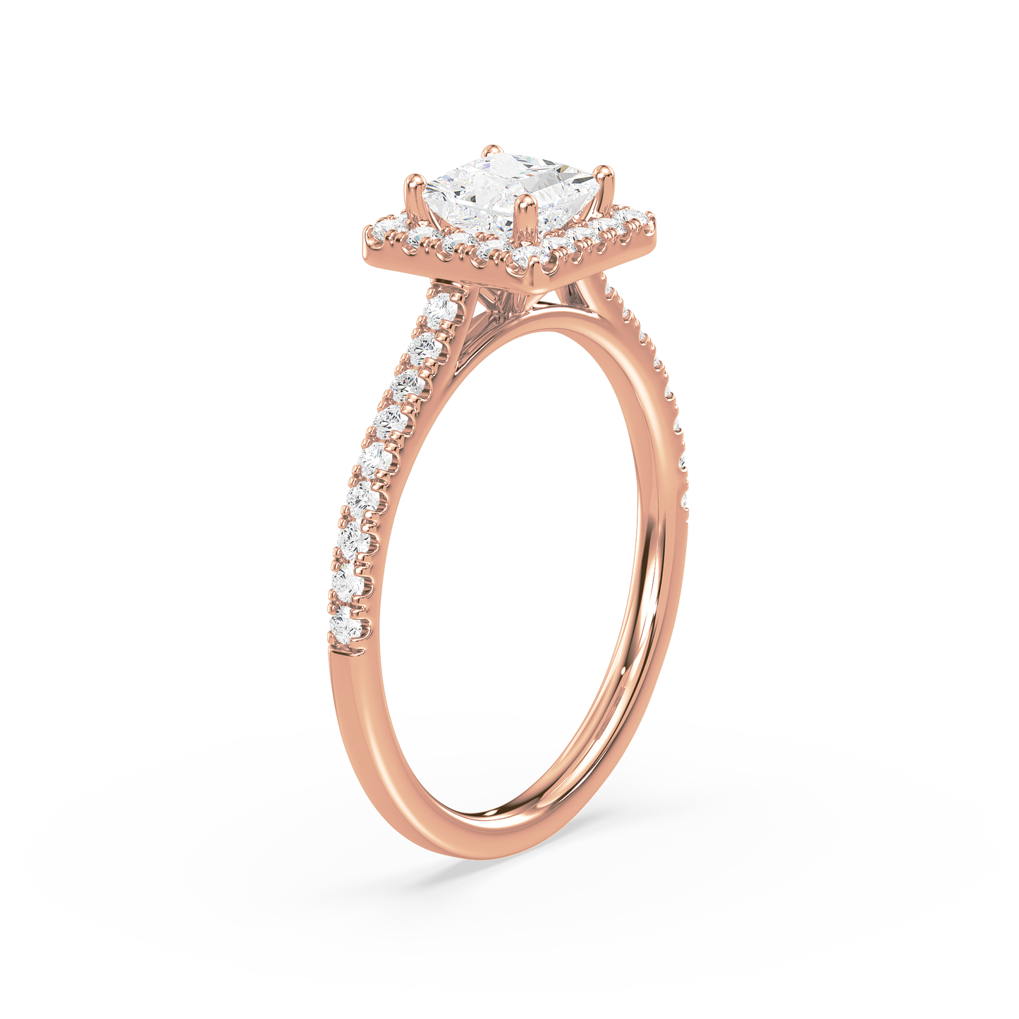 Accented Princess Solitaire Halo Ring