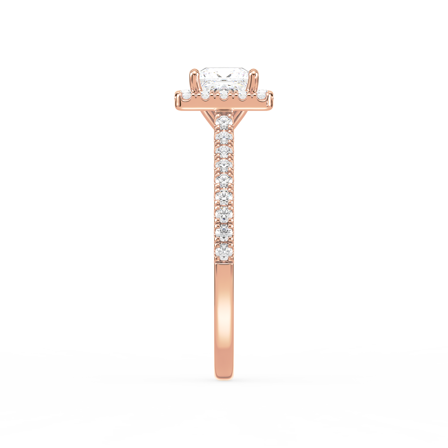 Accented Princess Solitaire Halo Ring