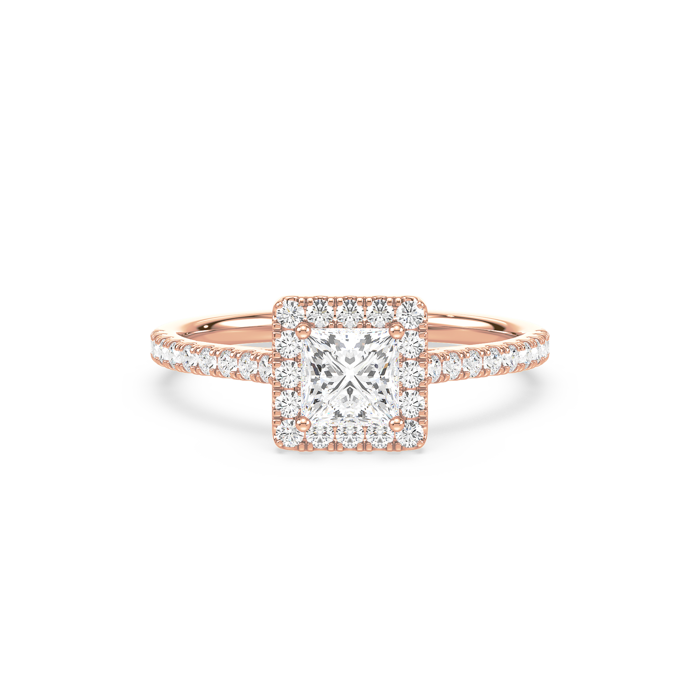 Accented Princess Solitaire Halo Ring