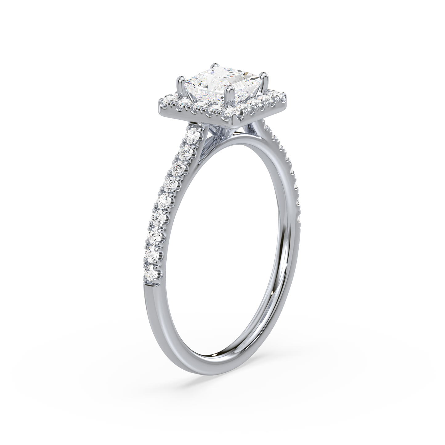 Accented Princess Solitaire Halo Ring