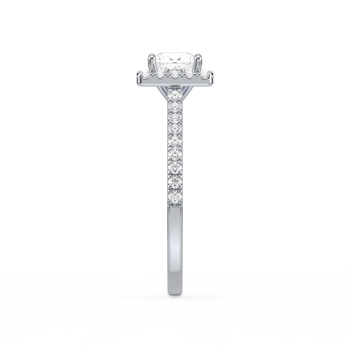 Accented Princess Solitaire Halo Ring