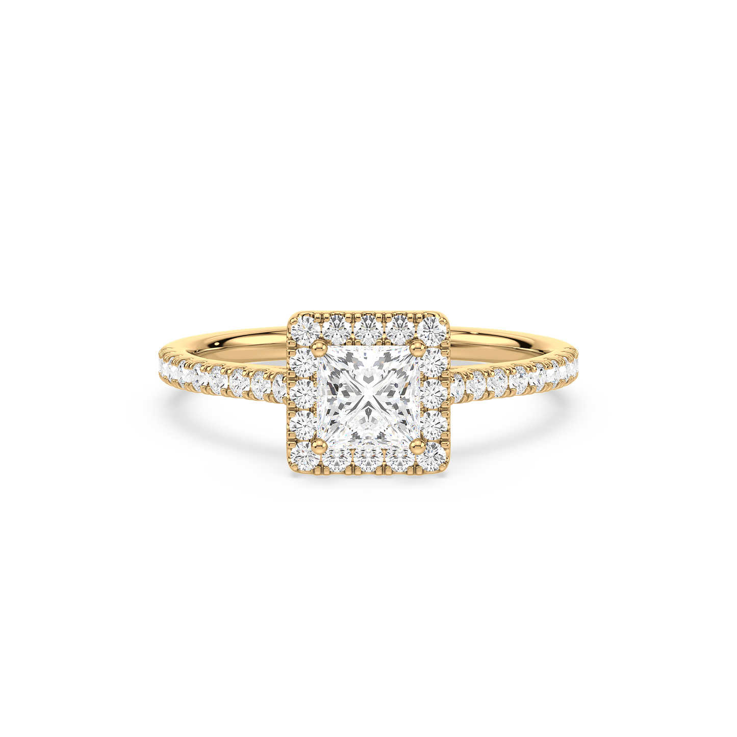 Accented Princess Solitaire Halo Ring