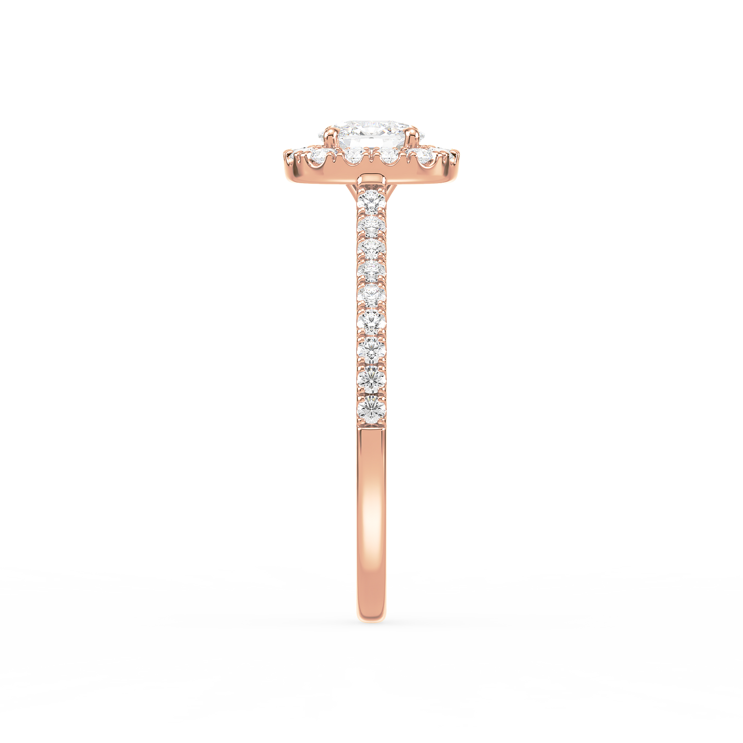 Accented Cushion Solitaire Halo Ring