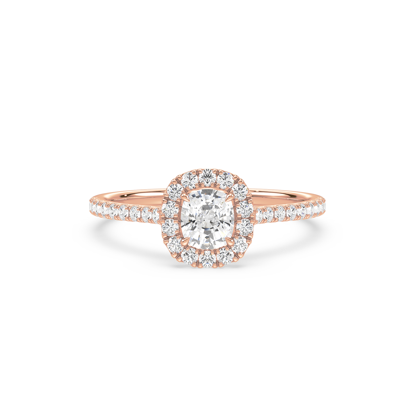 Accented Cushion Solitaire Halo Ring