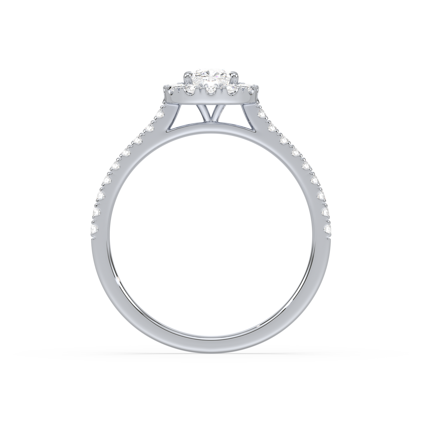 Accented Cushion Solitaire Halo Ring