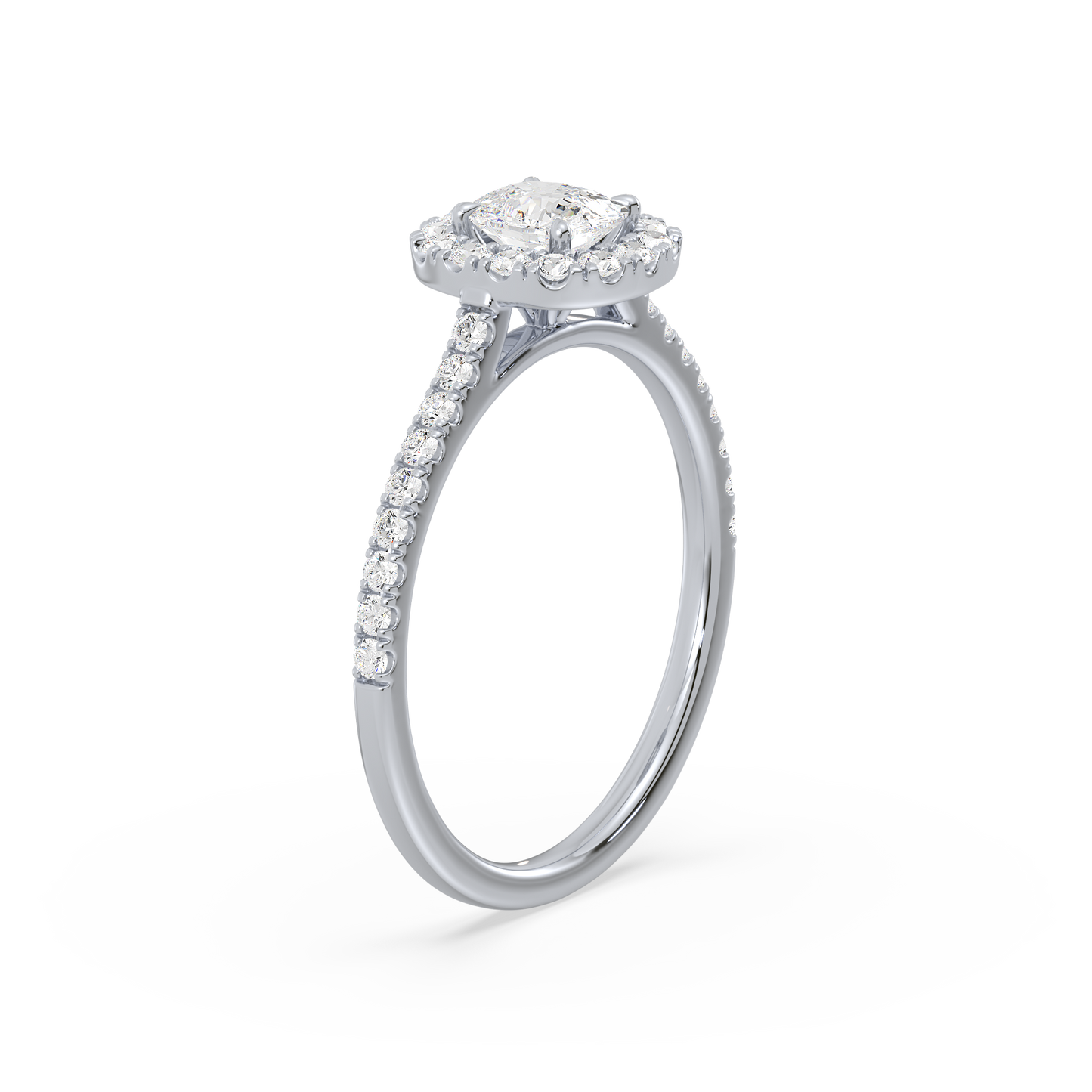 Accented Cushion Solitaire Halo Ring